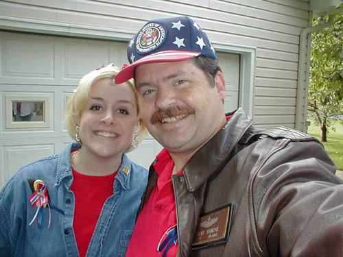 Dad and I decked out in red, white and blue
