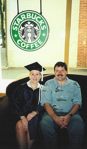 Dad and me at Starbucks in Bloomington